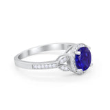 Art Deco Wedding Engagement Ring Halo Round Cubic Zirconia 925 Sterling Silver