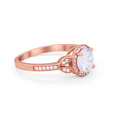 Art Deco Wedding Engagement Ring Halo Round Cubic Zirconia 925 Sterling Silver