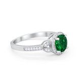Art Deco Wedding Engagement Ring Halo Round Cubic Zirconia 925 Sterling Silver