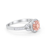 Art Deco Wedding Engagement Ring Halo Round Cubic Zirconia 925 Sterling Silver