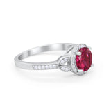 Art Deco Wedding Engagement Ring Halo Round Cubic Zirconia 925 Sterling Silver