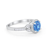 Art Deco Wedding Engagement Ring Halo Round Cubic Zirconia 925 Sterling Silver