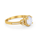 Art Deco Wedding Engagement Ring Halo Round Cubic Zirconia 925 Sterling Silver