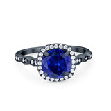 Art Deco Wedding Ring Band Bridal Set Large Round Cubic Zirconia 925 Sterling Silver