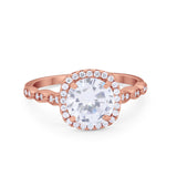 Art Deco Wedding Ring Band Bridal Set Large Round Cubic Zirconia 925 Sterling Silver