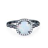 Art Deco Wedding Ring Band Bridal Set Large Round Cubic Zirconia 925 Sterling Silver