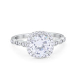 Art Deco Wedding Ring Band Bridal Set Large Round Cubic Zirconia 925 Sterling Silver