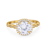 Art Deco Wedding Ring Band Bridal Set Large Round Cubic Zirconia 925 Sterling Silver