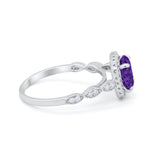 Art Deco Wedding Ring Band Bridal Set Large Round Cubic Zirconia 925 Sterling Silver