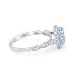 Art Deco Wedding Ring Band Bridal Set Large Round Cubic Zirconia 925 Sterling Silver