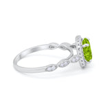 Art Deco Wedding Ring Band Bridal Set Large Round Cubic Zirconia 925 Sterling Silver