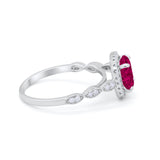 Art Deco Wedding Ring Band Bridal Set Large Round Cubic Zirconia 925 Sterling Silver