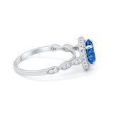 Art Deco Wedding Ring Band Bridal Set Large Round Cubic Zirconia 925 Sterling Silver