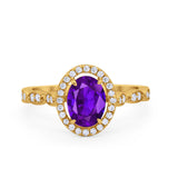 Art Deco Wedding Halo Ring Oval Simulated Cubic Zirconia 925 Sterling Silver
