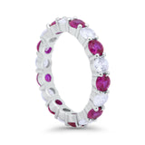 Alternating  Eternity Wedding Band Ring Round 925 Sterling Silver