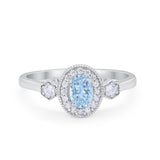 Art Deco Wedding Ring Round Simulated Cubic Zirconia 925 Sterling Silver