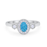 Art Deco Wedding Ring Round Simulated Cubic Zirconia 925 Sterling Silver