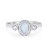 Art Deco Wedding Ring Round Simulated Cubic Zirconia 925 Sterling Silver