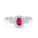 Art Deco Wedding Ring Round Simulated Cubic Zirconia 925 Sterling Silver