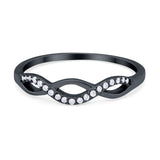 Twisted Infinity Band Ring Round Simulated Cubic Zirconia 925 Sterling Silver
