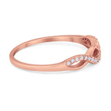 Twisted Infinity Band Ring Round Simulated Cubic Zirconia 925 Sterling Silver
