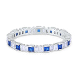 Baguette Princess Full Eternity Wedding Band Ring 925 Sterling Silver