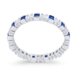 Baguette Princess Full Eternity Wedding Band Ring 925 Sterling Silver