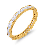 Baguette Princess Full Eternity Wedding Band Ring 925 Sterling Silver