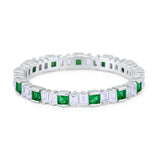 Baguette Princess Full Eternity Wedding Band Ring 925 Sterling Silver