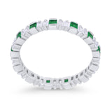 Baguette Princess Full Eternity Wedding Band Ring 925 Sterling Silver
