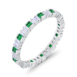 Baguette Princess Full Eternity Wedding Band Ring 925 Sterling Silver
