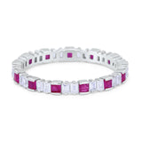 Baguette Princess Full Eternity Wedding Band Ring 925 Sterling Silver