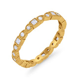 Art Deco Eternity Wedding Band Ring Round 925 Sterling Silver