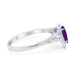 Teardrop Art Deco Engagement Ring Simulated Cubic Zirconia 925 Sterling Silver
