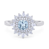 Cushion Cut Halo Engagement Bridal Ring Pear Round Cubic Zirconia 925 Sterling Silver
