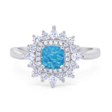Cushion Cut Halo Engagement Bridal Ring Pear Round Cubic Zirconia 925 Sterling Silver