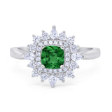 Cushion Cut Halo Engagement Bridal Ring Pear Round Cubic Zirconia 925 Sterling Silver