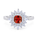 Cushion Cut Halo Engagement Bridal Ring Pear Round Cubic Zirconia 925 Sterling Silver
