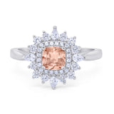 Cushion Cut Halo Engagement Bridal Ring Pear Round Cubic Zirconia 925 Sterling Silver