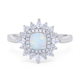 Cushion Cut Halo Engagement Bridal Ring Pear Round Cubic Zirconia 925 Sterling Silver
