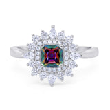 Cushion Cut Halo Engagement Bridal Ring Pear Round Cubic Zirconia 925 Sterling Silver
