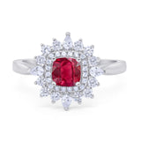 Cushion Cut Halo Engagement Bridal Ring Pear Round Cubic Zirconia 925 Sterling Silver