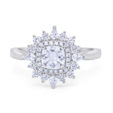 Cushion Cut Halo Engagement Bridal Ring Pear Round Cubic Zirconia 925 Sterling Silver
