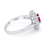 Cushion Cut Halo Engagement Bridal Ring Pear Round Cubic Zirconia 925 Sterling Silver