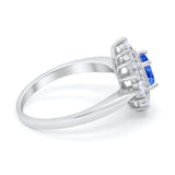 Cushion Cut Halo Engagement Bridal Ring Pear Round Cubic Zirconia 925 Sterling Silver