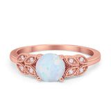 Art Deco Flower Style Wedding Engagement Bridal Ring Round Simulated Cubic Zirconia  925 Sterling Silver