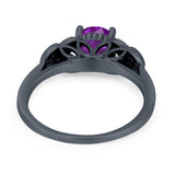 Art Deco Flower Style Wedding Engagement Bridal Ring Round Simulated Cubic Zirconia  925 Sterling Silver