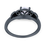Art Deco Flower Style Wedding Engagement Bridal Ring Round Simulated Cubic Zirconia  925 Sterling Silver