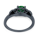 Art Deco Flower Style Wedding Engagement Bridal Ring Round Simulated Cubic Zirconia  925 Sterling Silver