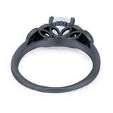Art Deco Flower Style Wedding Engagement Bridal Ring Round Simulated Cubic Zirconia  925 Sterling Silver